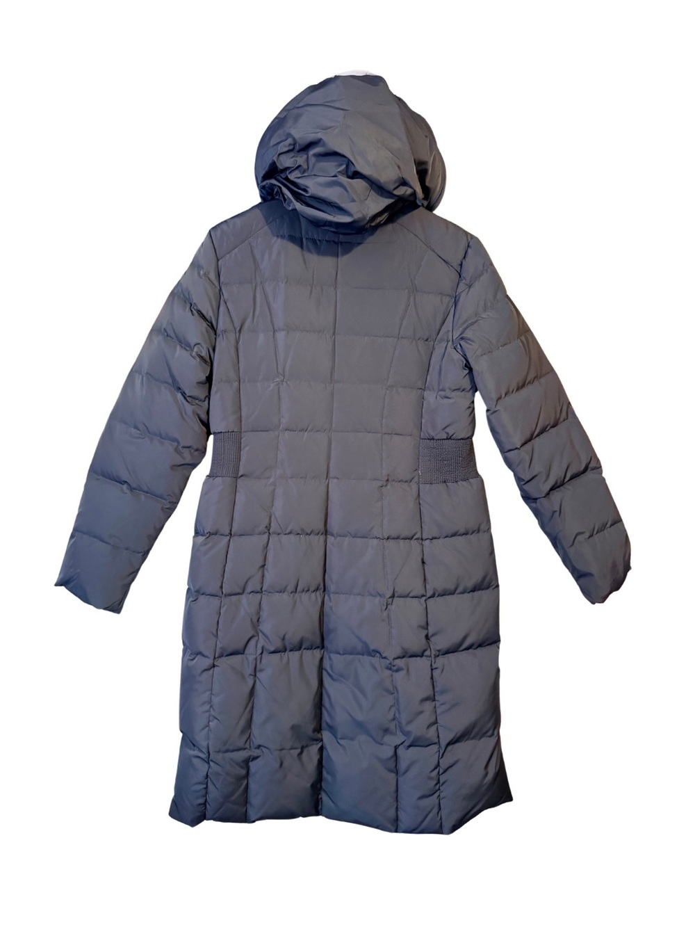 Cole Haan Slate Blue Quilted Long Puffer Coat with Hood - Picture 2 of 13